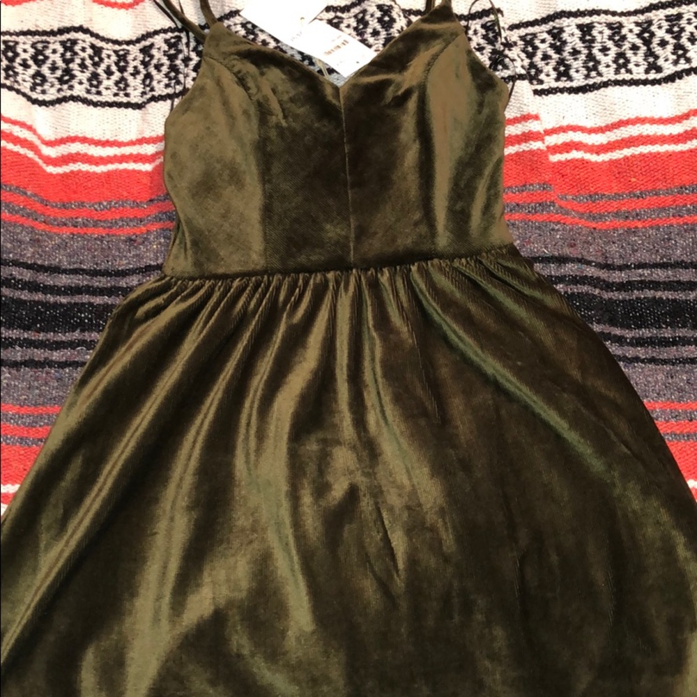 Army green velour Mini dress